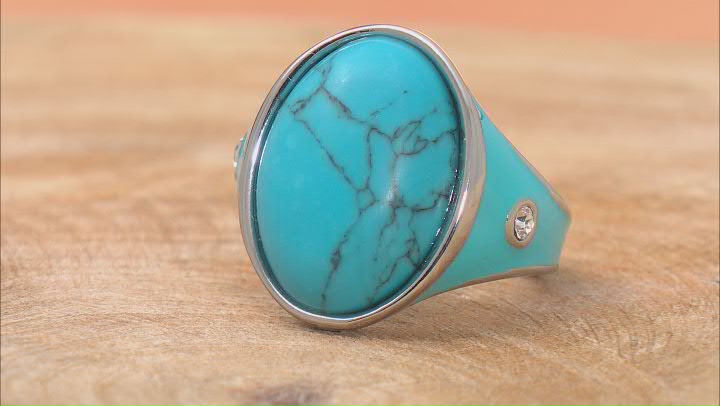 Turquoise Simulant Silver Tone Ring Video Thumbnail