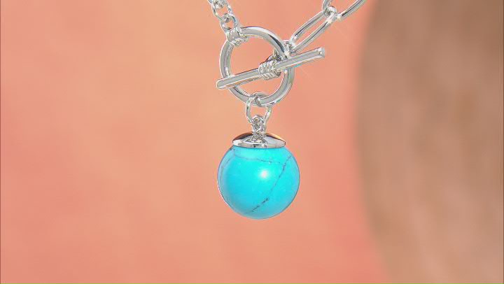 Turquoise Simulant Silver Tone Toggle Necklace Video Thumbnail