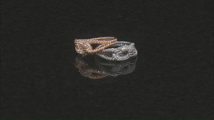 White Crystal, Gold & Silver Tone Set of 2 Rings Video Thumbnail
