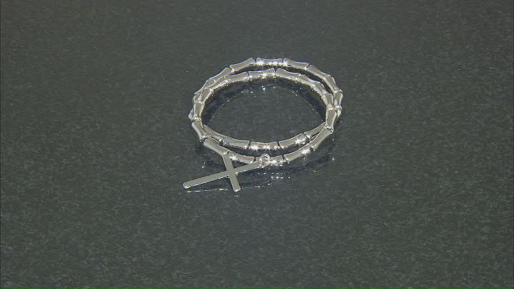 Acrylic Bead Silver Tone Set of 2 Bracelets With Cross Charm Video Thumbnail