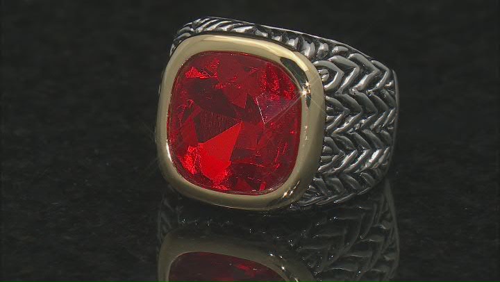 Ruby Color Crystal Two-Tone Solitaire Ring Video Thumbnail