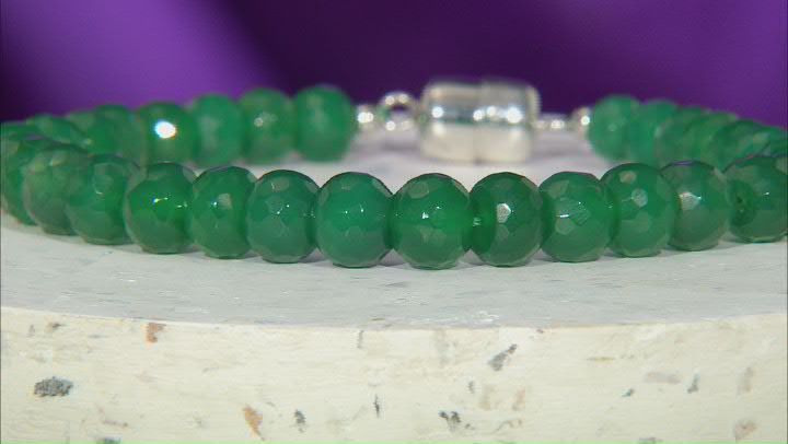 Green Onyx Rhodium Over Sterling Silver Bead Bracelet 68.85ctw Video Thumbnail
