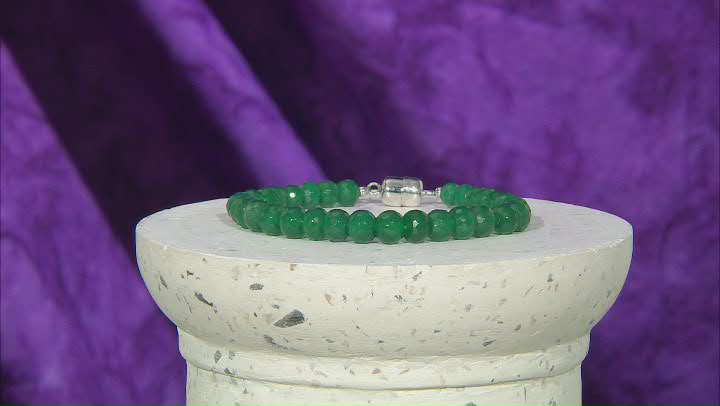 Green Onyx Rhodium Over Sterling Silver Bead Bracelet 68.85ctw Video Thumbnail