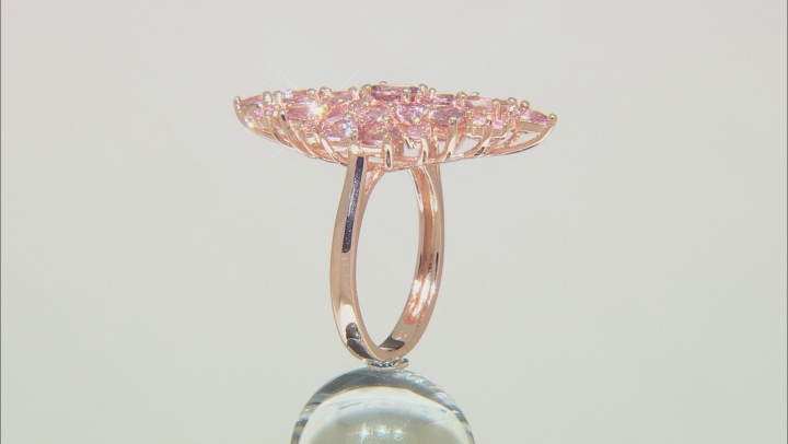 Pink color shift garnet 18k rose gold over silver ring 5.05ctw Video Thumbnail
