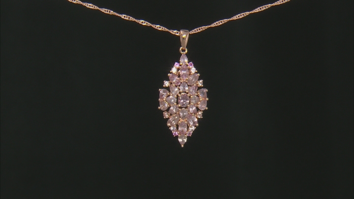 Pink color shift garnet 18k rose gold over silver pendant with chain 5.05ctw Video Thumbnail