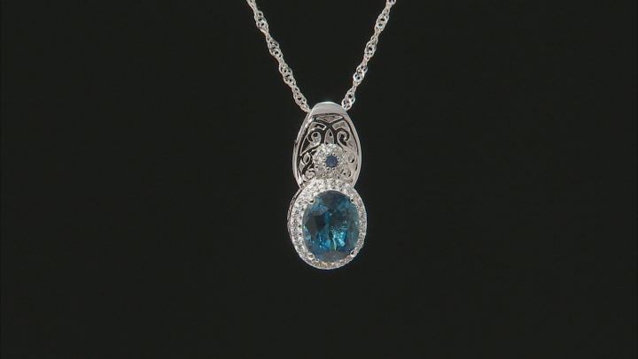 Blue topaz rhodium over silver pendant with chain 3.24ctw Video Thumbnail