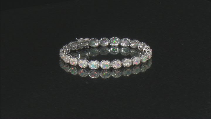 Multicolor Ethiopian opal rhodium over sterling silver bracelet 4.15ctw Video Thumbnail
