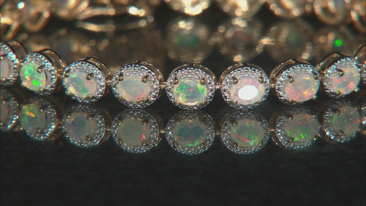 Multicolor Ethiopian Opal 18k Yellow Gold Over Sterling Silver Bracelet 4.05ctw Video Thumbnail