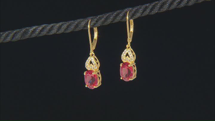 Orange Lab Created Padparadscha Sapphire 18k Yellow Gold Over Sterling Silver Earrings 3.95ctw Video Thumbnail