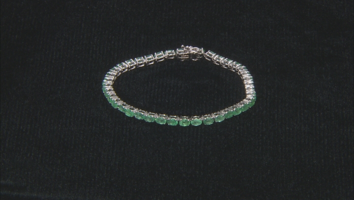 Green Emerald Rhodium Over Sterling Silver Bracelet 6.93ctw Video Thumbnail