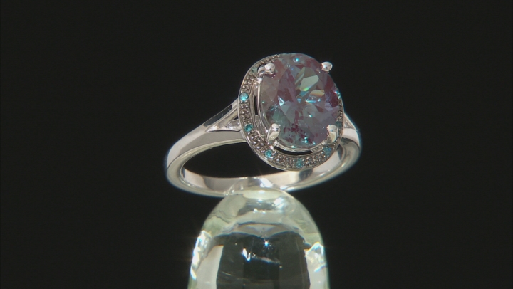 Pre-Owned Blue Lab Created Alexandrite Rhodium Over Sterling Silver Ring 2.65ctw Video Thumbnail