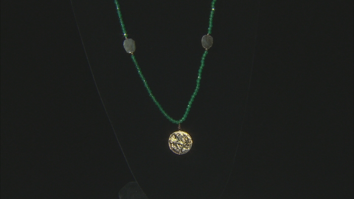 Green Agate 10k Yellow Gold bead Tree of Life Necklace Video Thumbnail