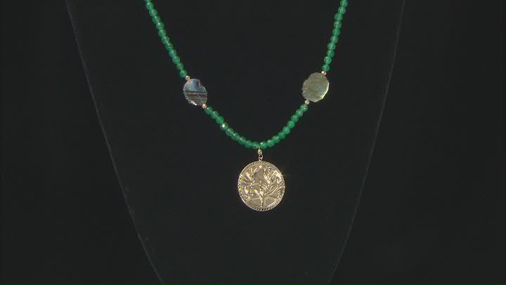 Green Agate 10k Yellow Gold bead Tree of Life Necklace Video Thumbnail