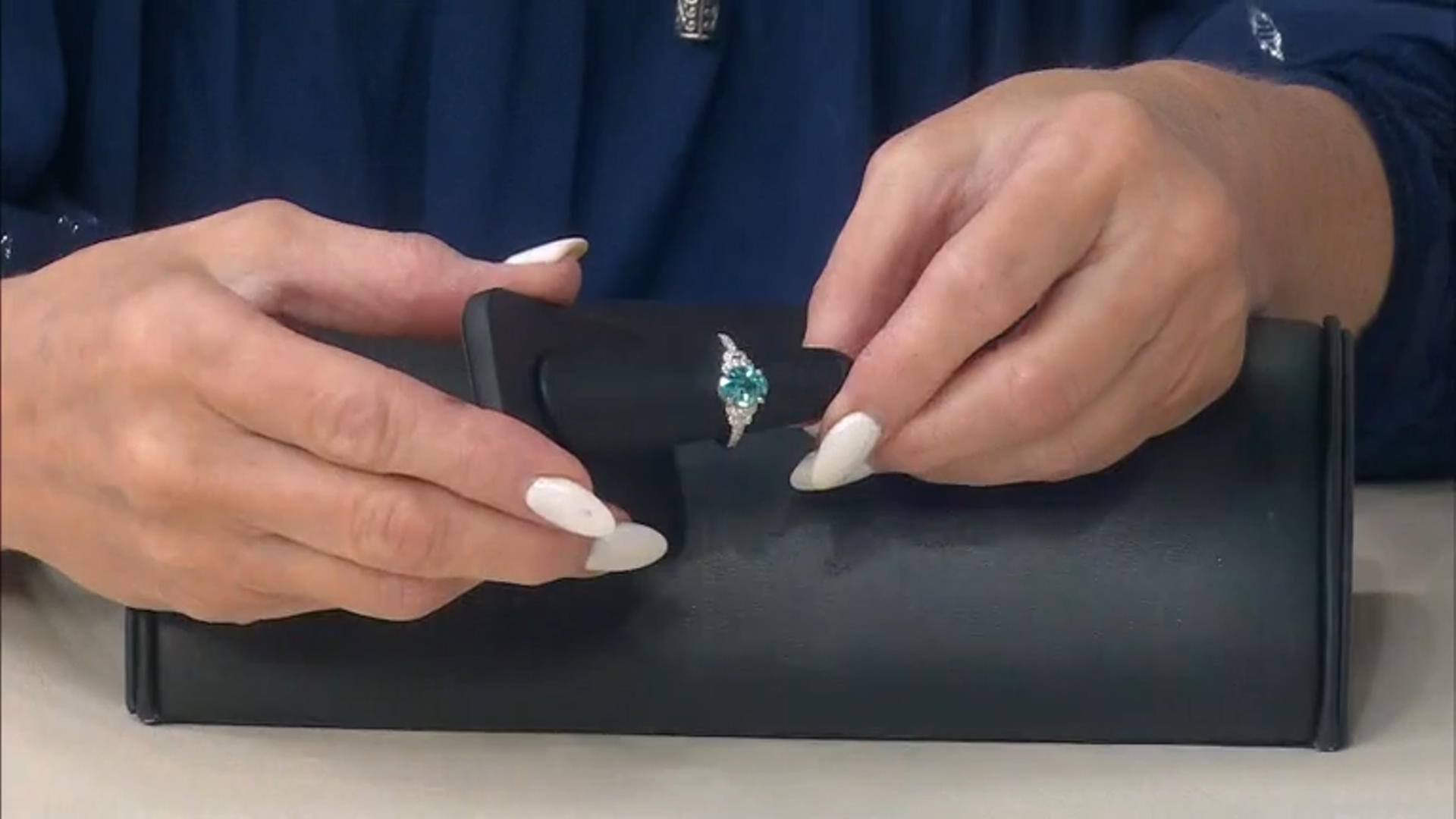 Blue Zircon Rhodium Over Sterling Silver Ring 2.52ctw Video Thumbnail