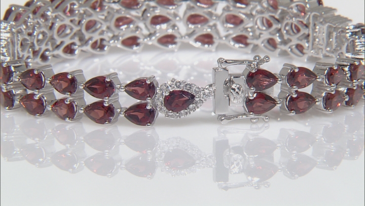 Red Garnet Rhodium Over Sterling Silver Bracelet 29.41ctw Video Thumbnail