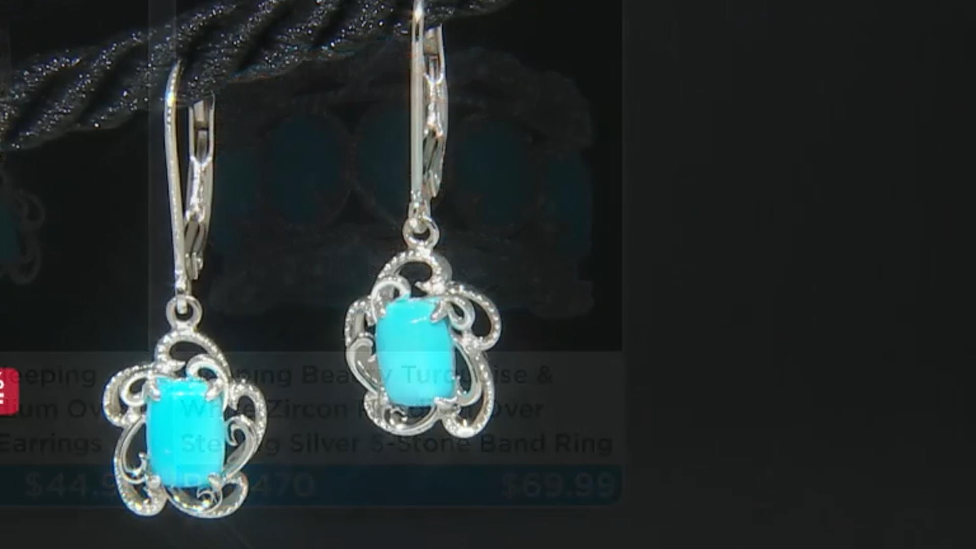 Blue Sleeping Beauty Turquoise Rhodium Over Sterling Silver Dangle Earrings Video Thumbnail