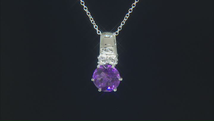 Purple Amethyst Rhodium Over Sterling Silver Pendant With Chain 2.36ctw Video Thumbnail
