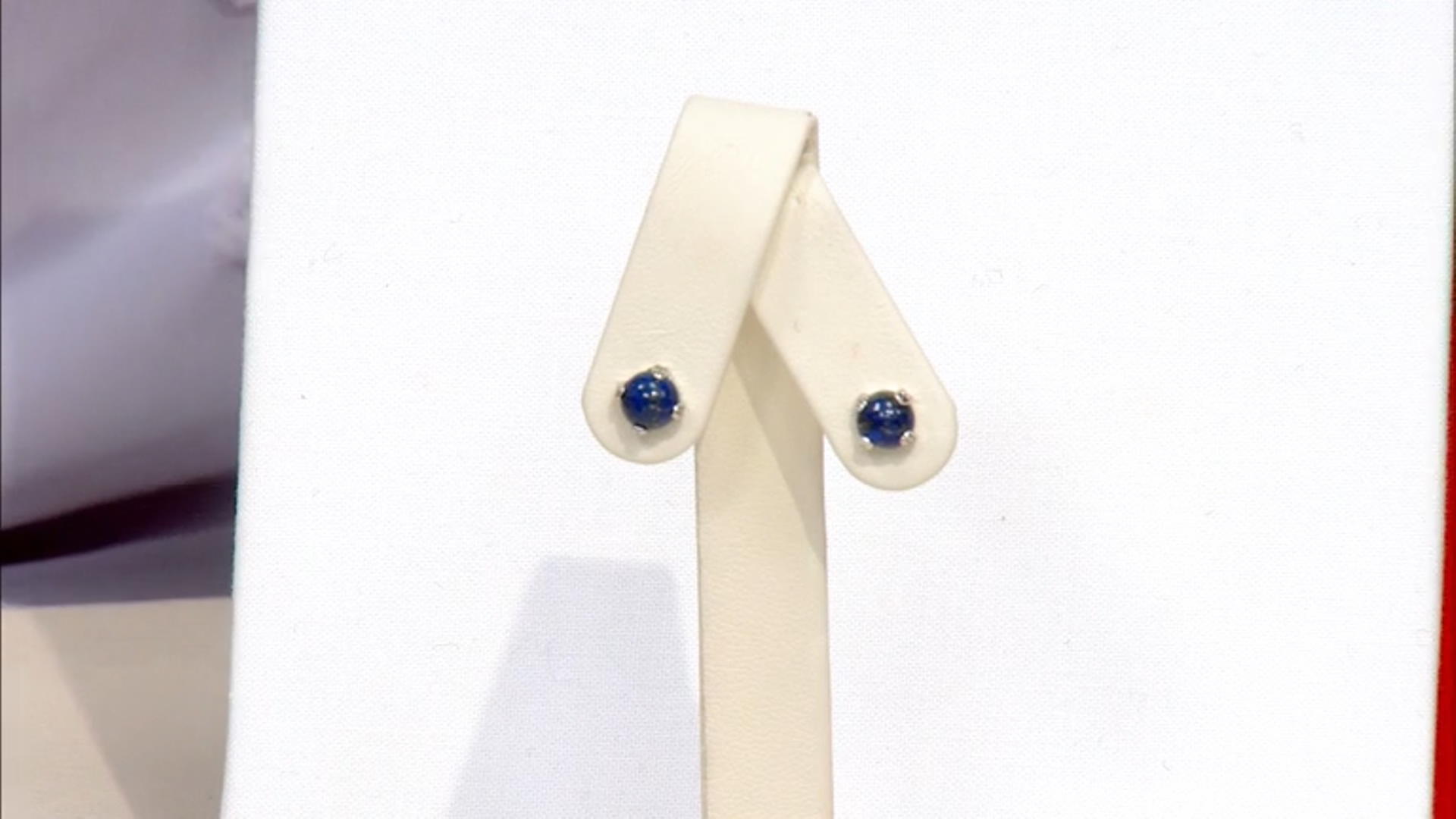 Blue Lapis Lazuli Platinum Over Sterling Silver Stud Earrings with Box Video Thumbnail