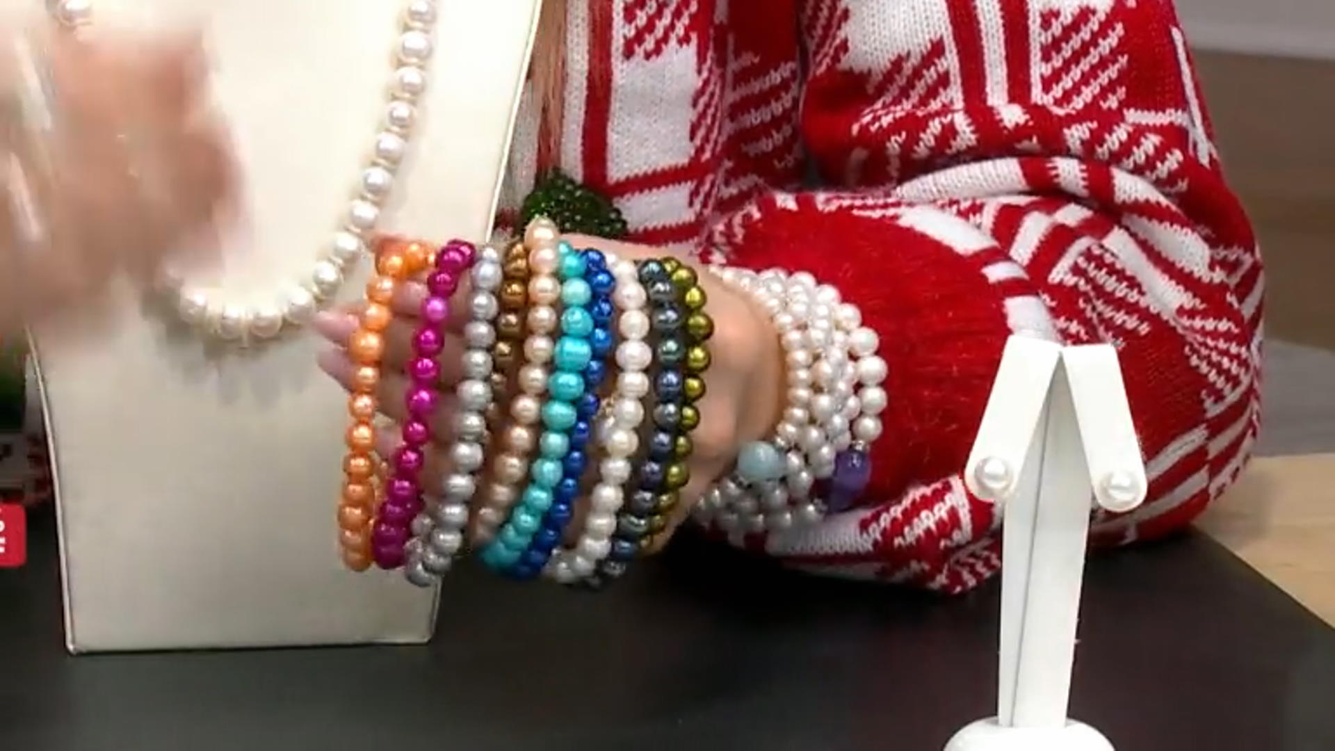 White Black Pink Orange Blue Green Brown Silver Cultured Freshwater Pearl Stretch Bracelet Set Of 10 Video Thumbnail
