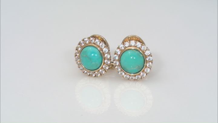 Blue Turquoise 18k Yellow Gold Over Sterling Silver Clip-On Earrings 0.92ctw Video Thumbnail