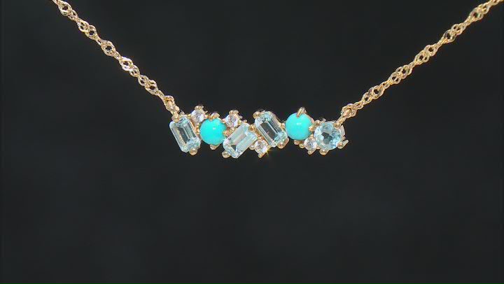 Sleeping Beauty Turquoise 18k Yellow Gold Over Sterling Silver Necklace 1.39ctw Video Thumbnail