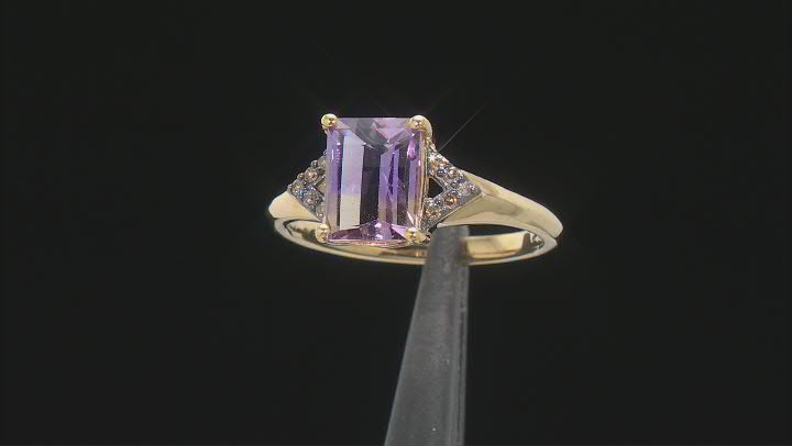 Barrel Ametrine and Champagne Diamonds 18k Yellow Gold Over Sterling Silver Ring 2.21ctw Video Thumbnail