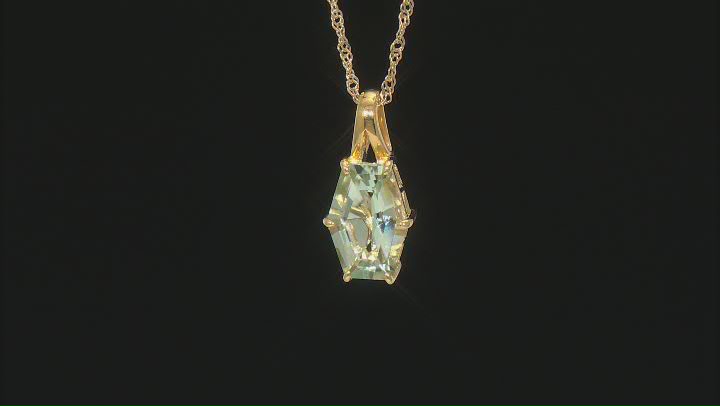 Elongated Hexagon Prasiolite 18k Yellow Gold Over Sterling Silver Pendant 3.72ctw Video Thumbnail