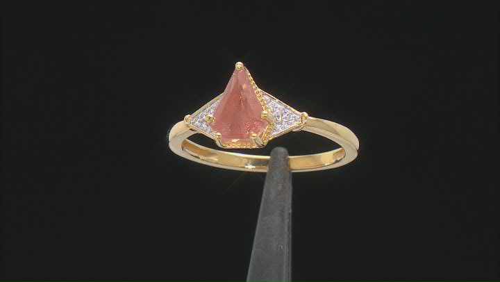 Shield Sunstone 18k Yellow Gold Over Silver Ring 1.31ctw Video Thumbnail