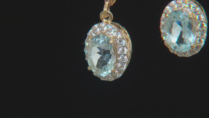 Blue Apatite And White Zircon 18k Gold Over Sterling Silver Earrings 2.99ctw Video Thumbnail