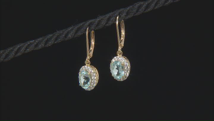 Blue Apatite And White Zircon 18k Gold Over Sterling Silver Earrings 2.99ctw Video Thumbnail