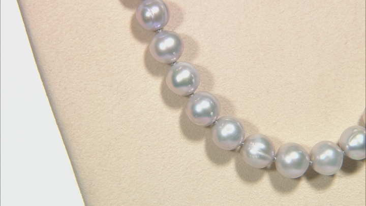 Silver Cultured Freshwater Pearl Sterling Silver Necklace 9-10mm Video Thumbnail
