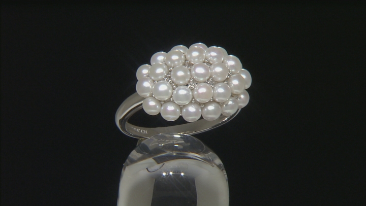 Cultured Freshwater Pearl Rhodium Over Sterling Silver Ring 2.5-3.5mm Video Thumbnail