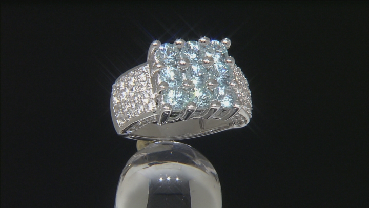 Blue Cambodian Zircon Sterling Silver Ring 4.22ctw Video Thumbnail