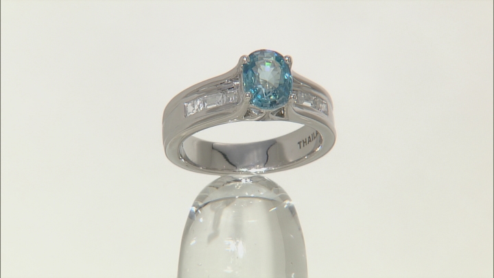 Blue Zircon Sterling Silver Ring 2.20ctw Video Thumbnail