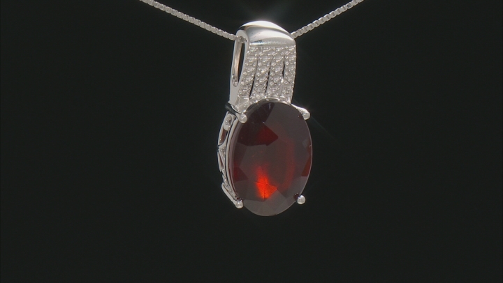 Red Hessonite Rhodium Over Sterling Silver Solitaire Pendant With Chain 12.50ct Video Thumbnail