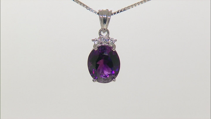 Purple Amethyst Rhodium Over Sterling Silver Pendant With Chain 3.64ctw Video Thumbnail