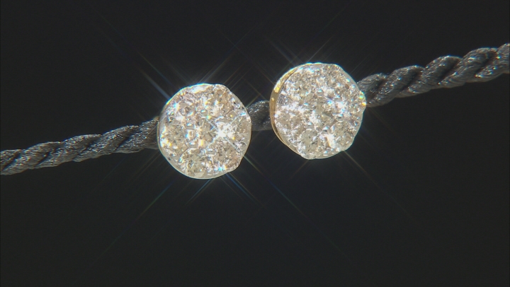 Diamond 10k Yellow Gold Cluster Earrings 1.00ctw Video Thumbnail