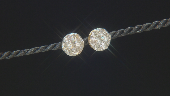 Diamond 10k Yellow Gold Cluster Earrings 1.00ctw Video Thumbnail
