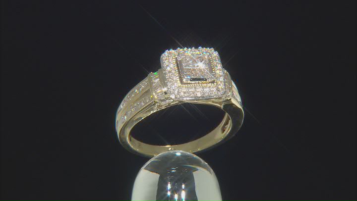 White Diamond 10k Yellow Gold Ring With 2 Matching Bands 1.25ctw Video Thumbnail