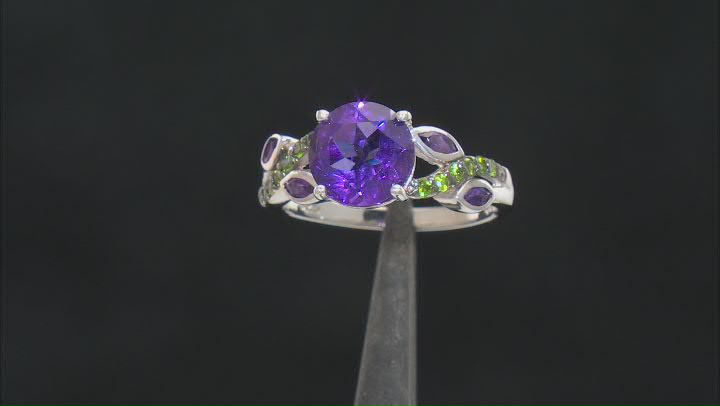 Purple African Amethyst Rhodium Over Sterling Silver Ring 2.49ctw Video Thumbnail