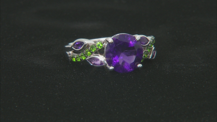 Purple African Amethyst Rhodium Over Sterling Silver Ring 2.49ctw Video Thumbnail