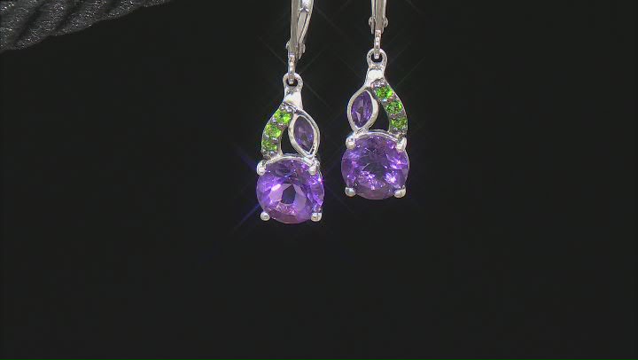 Purple African Amethyst Rhodium Over Silver Dangle Earrings 2.15ctw Video Thumbnail