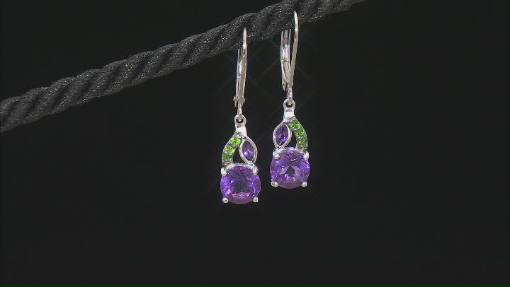 Purple African Amethyst Rhodium Over Silver Dangle Earrings 2.15ctw Video Thumbnail