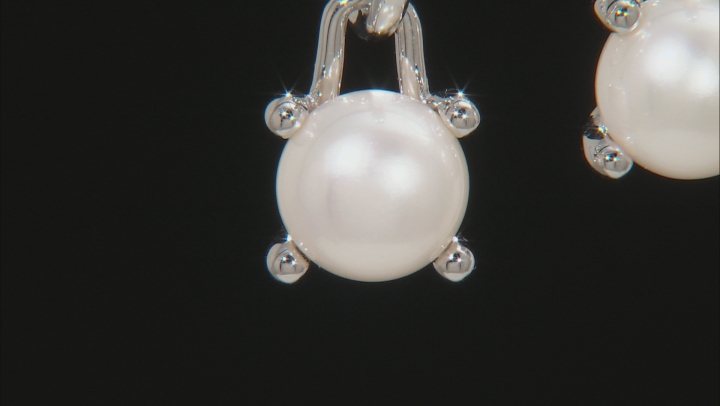 Cultured Freshwater Pearl With Mother Of Pearl Quartz Doublet Rhodium Over Silver Earrings Video Thumbnail