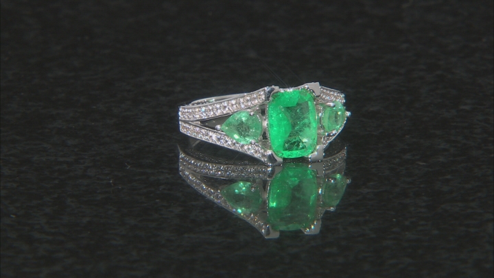 Green Ethiopian Emerald Rhodium Over 10k White Gold Ring 2.47ctw Video Thumbnail