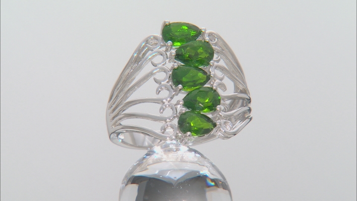 Green Chrome Diopside Rhodium Over Sterling Silver Ring 1.91ctw Video Thumbnail