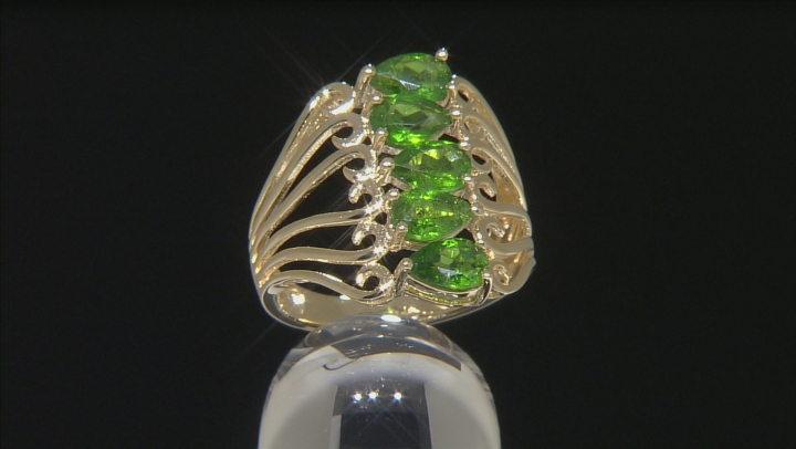 Green Chrome Diopside 18k Yellow Gold Over Sterling Silver Ring 1.75ctw Video Thumbnail