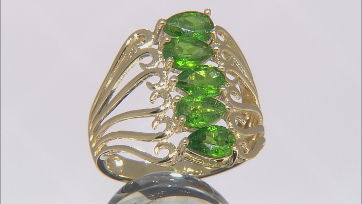 Green Chrome Diopside 18k Yellow Gold Over Sterling Silver Ring 1.75ctw Video Thumbnail