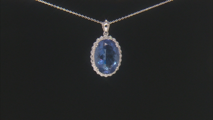 Blue Color Change Fluorite Rhodium Over Sterling Silver Pendant With Chain 22.74ctw Video Thumbnail