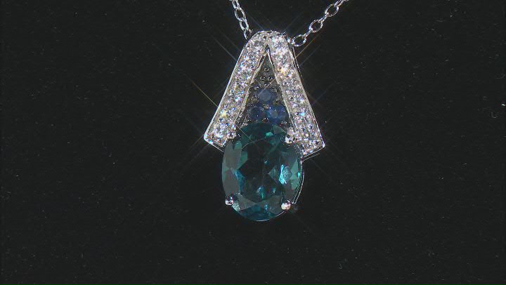 London Blue Topaz Sterling Silver Pendant With Chain 2.96ctw Video Thumbnail